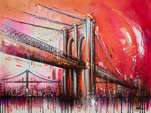 Brooklyn Bridge II by Samantha Ellis - Original Painting on Box Canvas